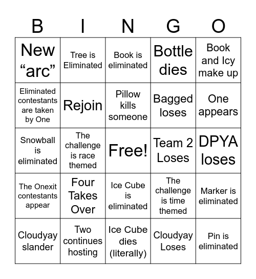 TPOT 16 Bingo Card
