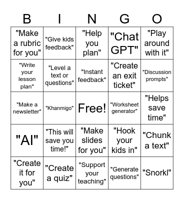 AI Bingo Card