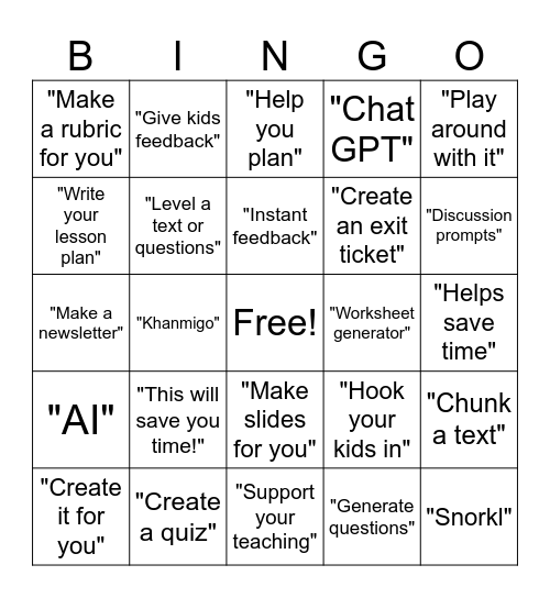 AI Bingo Card