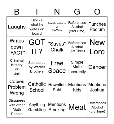 Dr. Borges Bingo Card