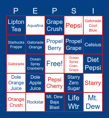 Soda Bingo Card