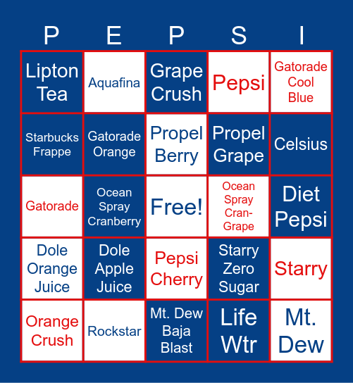Soda Bingo Card