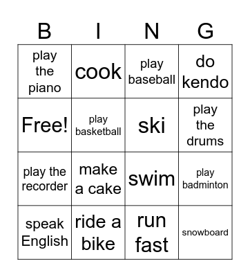 Can you ... ? BINGO Card