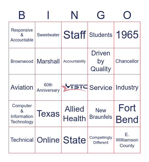 TSTC Bingo - EAC Edition Bingo Card