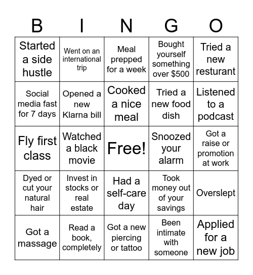 What Have You Done So Far In 2025? Bingo Card