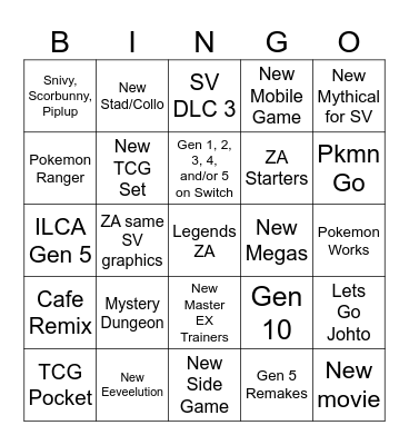 Pokemon Day 2025 Bingo Card