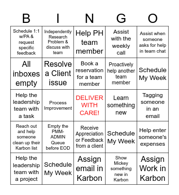 HORNE - PMM-CAS ADMIN Bingo Card
