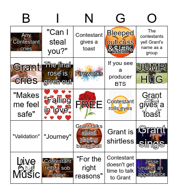 The Bachelor Bingo Card