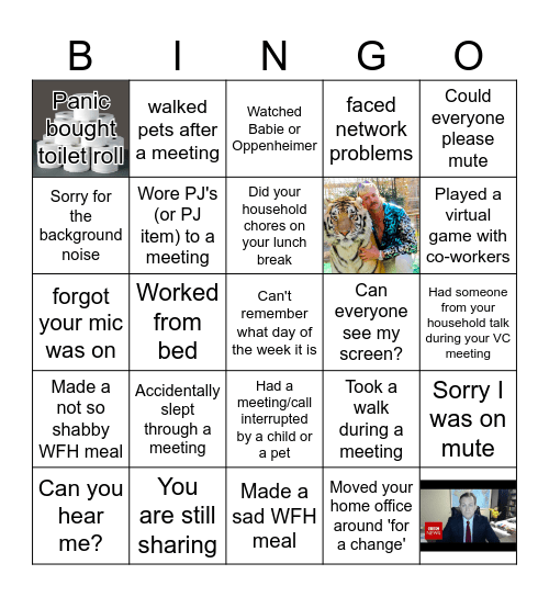 WFH Bingo Card