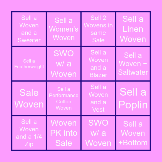 Button Down Bingo Card