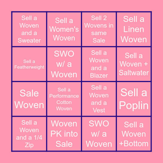 Button Down Bingo Card