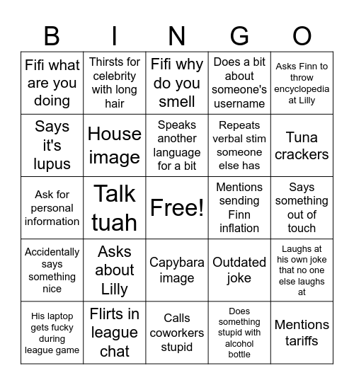 Jarod bingo Card