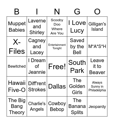 TV Themes Bingo Card