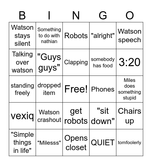 class bingo Card
