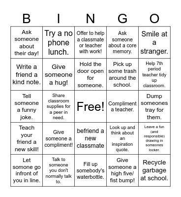 KINDNESS BINGO Card