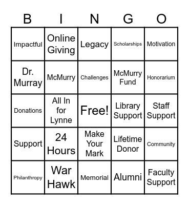Giving Day Bingo! Bingo Card