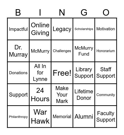 Giving Day Bingo! Bingo Card