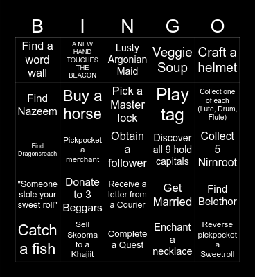 Skyrim Bingo Card