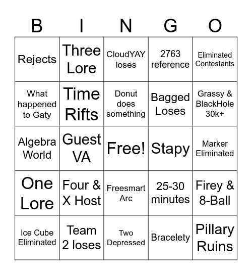TPOT 16 BINGO Card