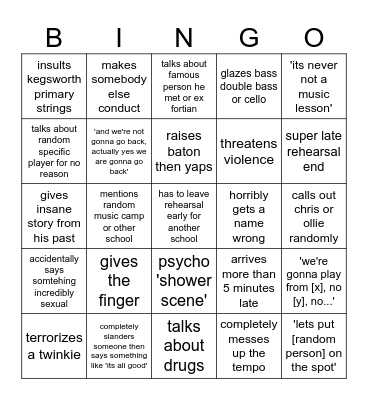 JO Bingo Card