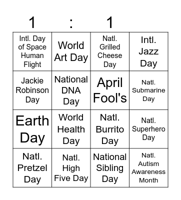 Annual Calendar Hunt Bingo Card