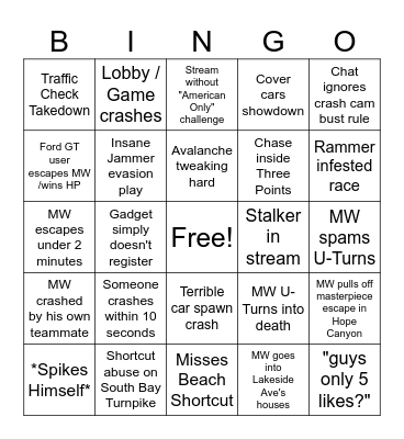 "No more HP for 7 weeks" Bingo Card