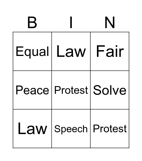 Chapter 4 Vocab Bingo Card