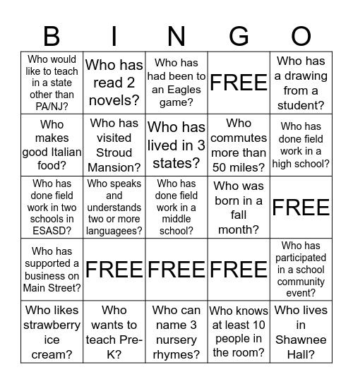 Getting to Know KDP Members! Bingo Card