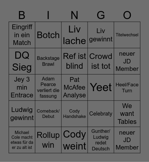 Raw Bingo Card