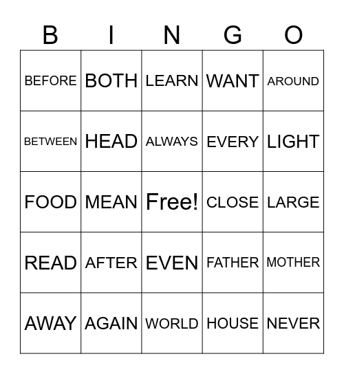 BINGO #1 Bingo Card