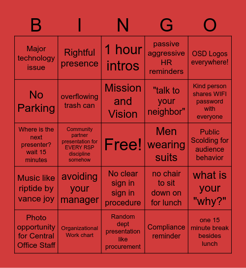 RSP PD BINGO Card