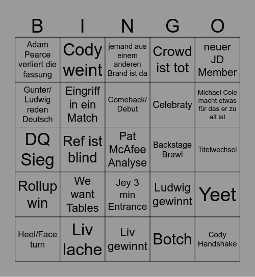 Raw Bingo Card