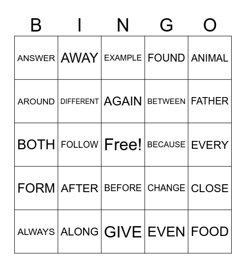 Bingo #2 Bingo Card