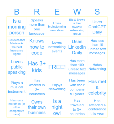 Robins Business & Bingo Card