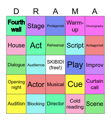 Theater Bingo Card