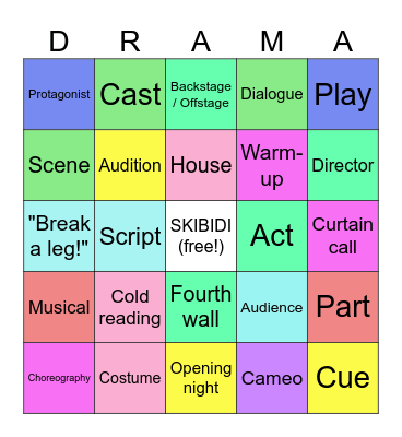 Theater Bingo Card