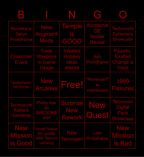 Devstream 185 Bingo Card