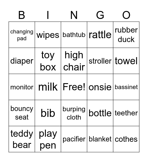 BABY BINGO Card