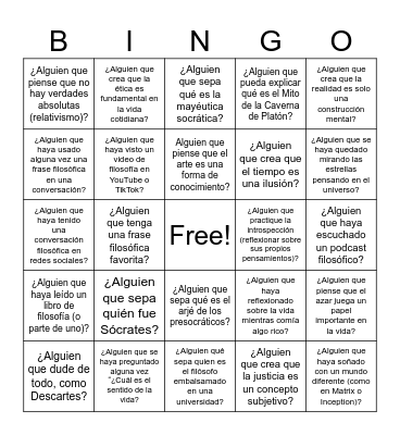 BINGO HUMANO FILOSOFIA Bingo Card