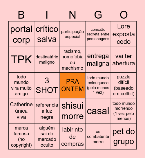 PRA ONTEM Bingo Card