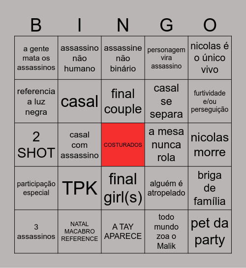 COSTURADOS Bingo Card