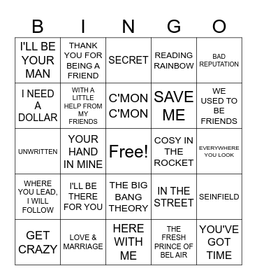Tv Shows Bingo Card
