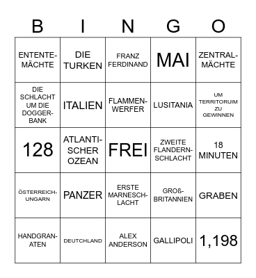 1915 - WELTKRIEG I Bingo Card