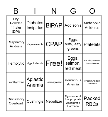 EXAM 2 Bingo Card