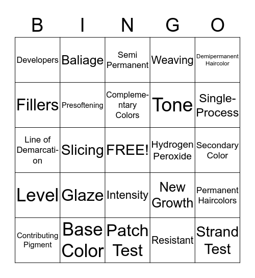 HairColoring Bingo Card