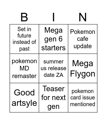 Pokemon day Bingo Card