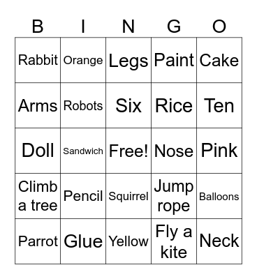 ENGLISH BUS Bingo Card
