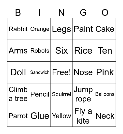 ENGLISH BUS Bingo Card