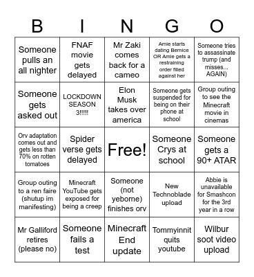 2025 Bingo Card