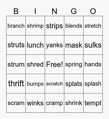 Segmenting 3-6 phoneme words Bingo Card